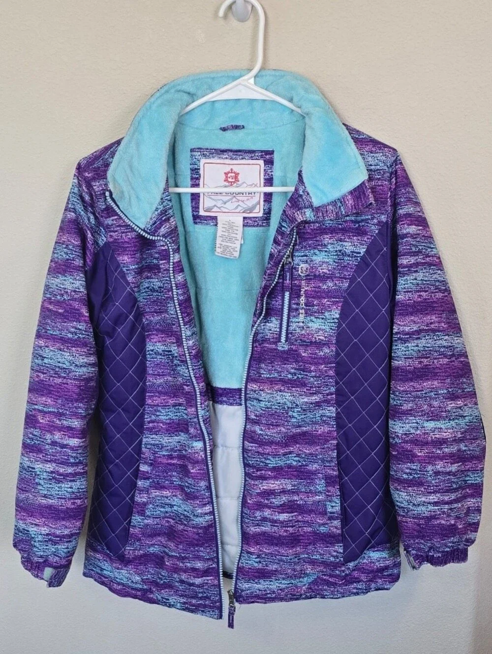 Free Country Fleece Lined Faux Fur Ski Coat Jacket Girls Large 14/16